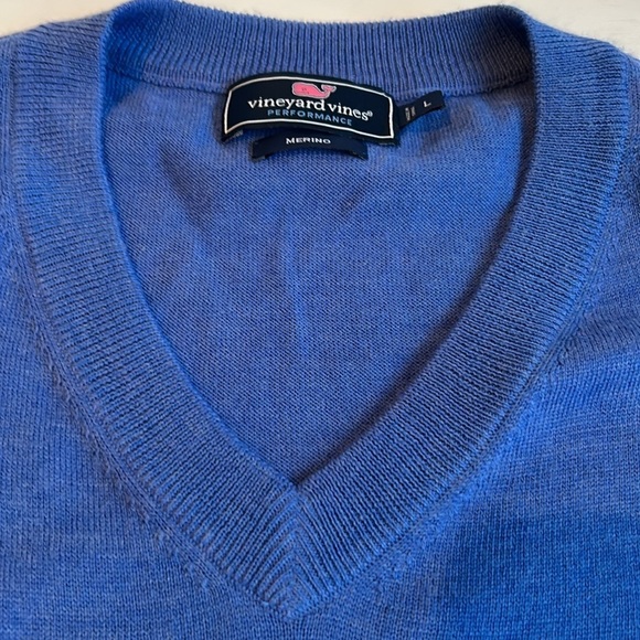 Vineyard Vines Merino wool blend long sleeve vneck light sweater periwinkle blue - Picture 13 of 14